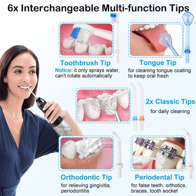 Décapant sans fil de dents de Flosser de l'eau, Irrigator oral dentaire portatif 5 modes, IPX7 imperméable